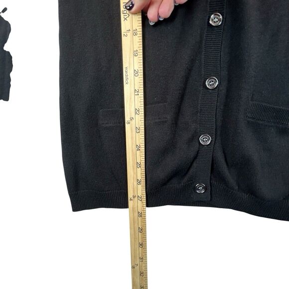 Burberry Brit Elbow Patch Cardigan Sweater Womens M Black Nova Check V Neck - Picture 5 of 14